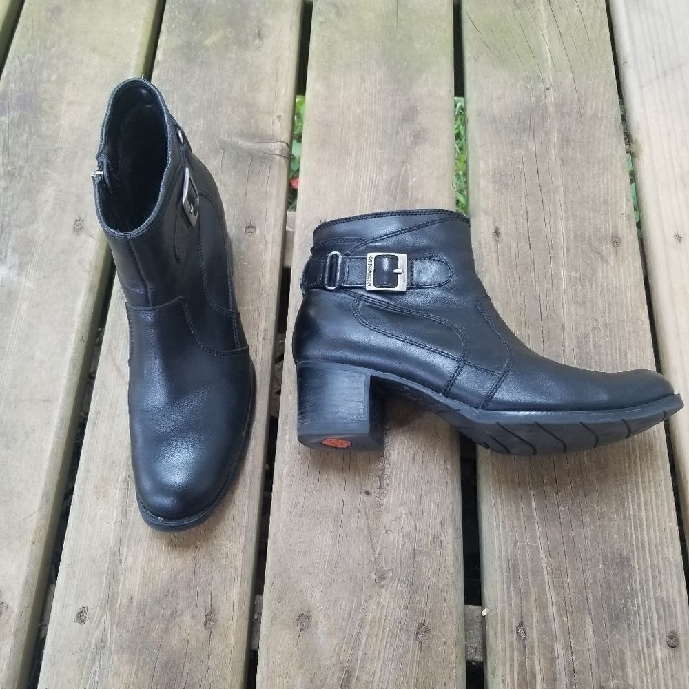 Harley Davidson 84296 Black Leather Zip Ankle‎ Booties 9